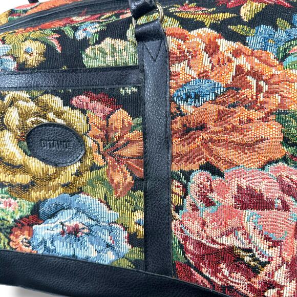 Vintage Gitano Floral Tapestry Carpet Weekender Carry On Duffel Luggage Bag - Picture 4 of 9